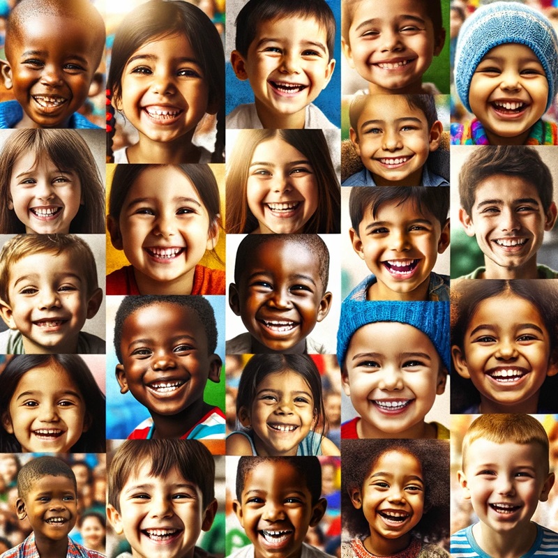 A collage showing diverse children's smiling faces, representing hope and the positive impact of child welfare initiatives.