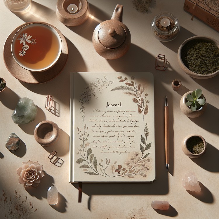 A clear quartz crystal on a wooden meditation table