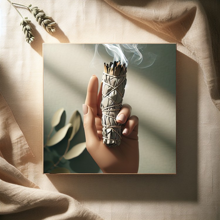 An open journal with herbal tea and healing stones