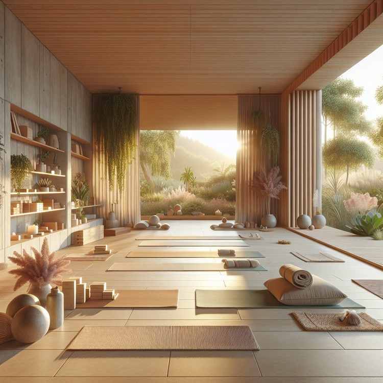 Yoga practitioner meditating on a cork yoga mat in nature