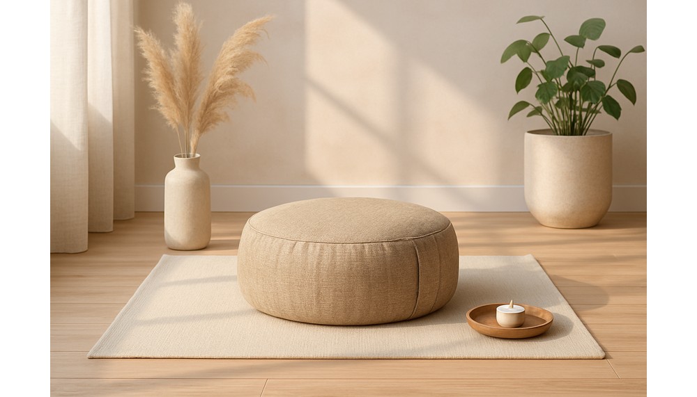 Eco-friendly meditation pillow with intricate design